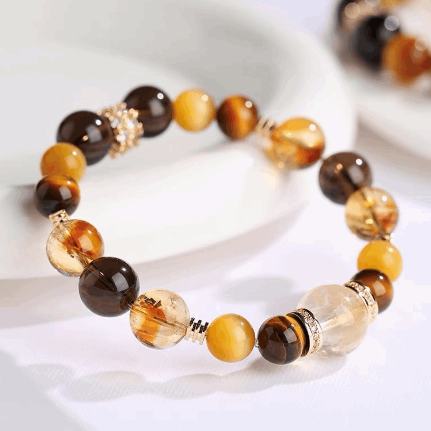 【Ample Wealth】 Tiger's Eye and Citrine Energy Bracelet