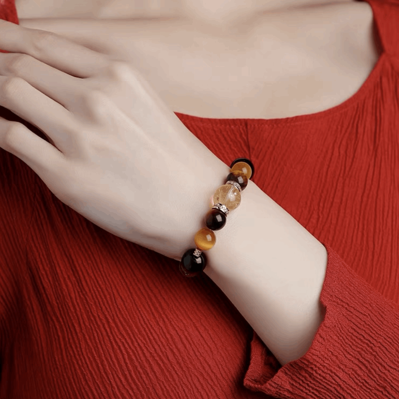 【Ample Wealth】 Tiger's Eye and Citrine Energy Bracelet