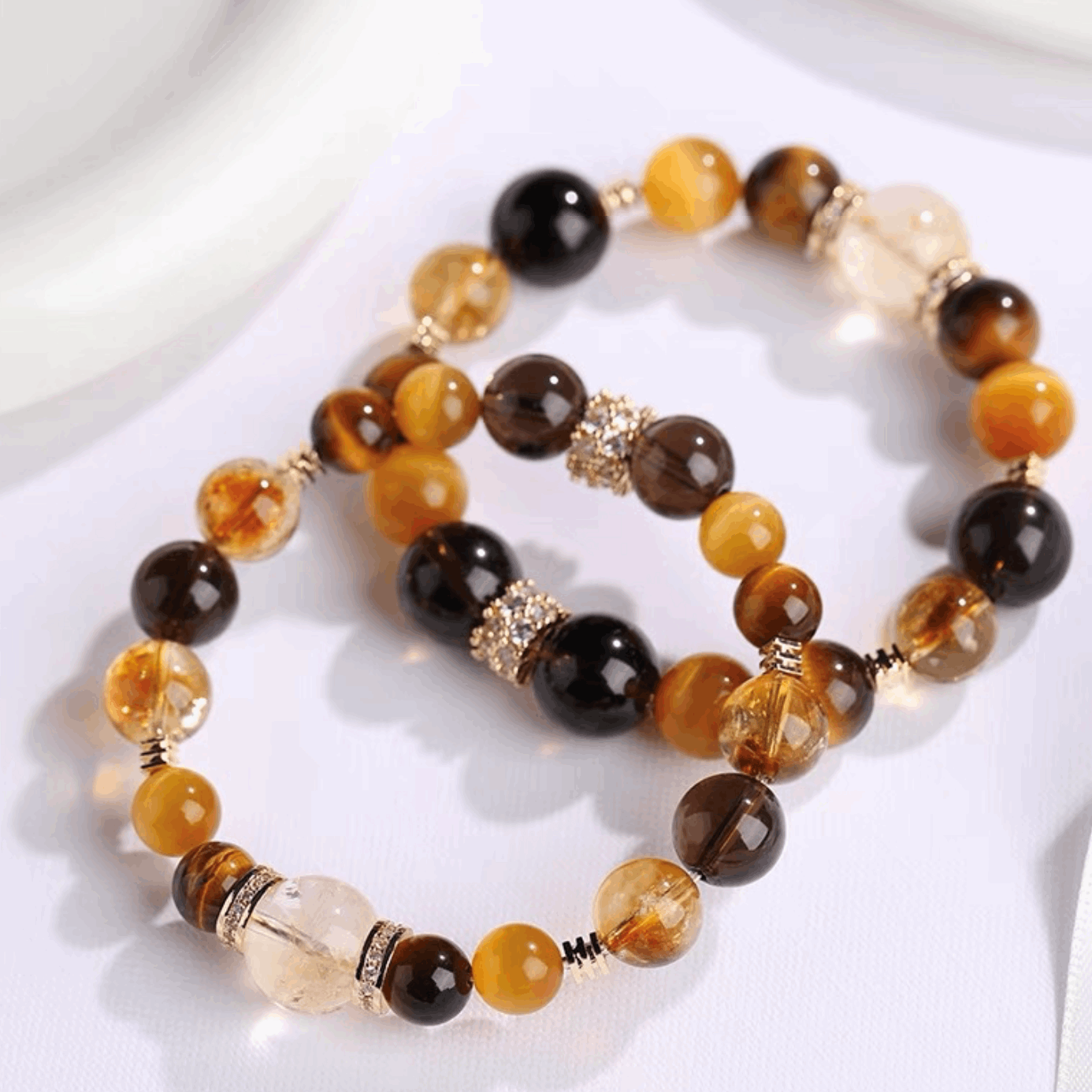 【Ample Wealth】 Tiger's Eye and Citrine Energy Bracelet