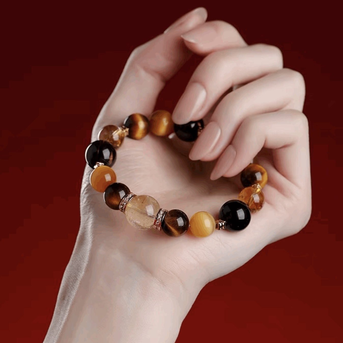 【Ample Wealth】 Tiger's Eye and Citrine Energy Bracelet