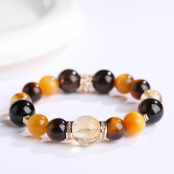 【Ample Wealth】 Tiger's Eye and Citrine Energy Bracelet